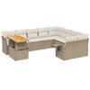 vidaXL 10-delige Loungeset met kussens poly rattan beige