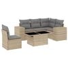vidaXL 6-delige Loungeset met kussens poly rattan beige