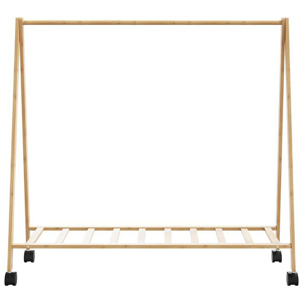 vidaXL Kledingrek met schappen en wielen 106x34x106,5 cm bamboe