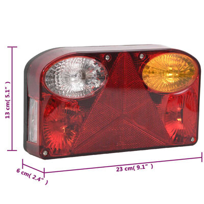 vidaXL Aanhangerlampen 2 st klassiek peertje 12 V 23x6x13 cm rood