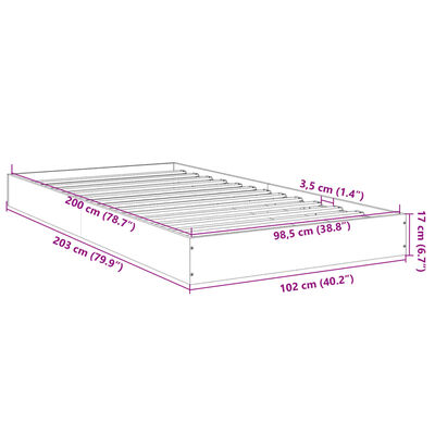 vidaXL Bedframe zonder matras hout sonoma eikenkleurig 100x200 cm