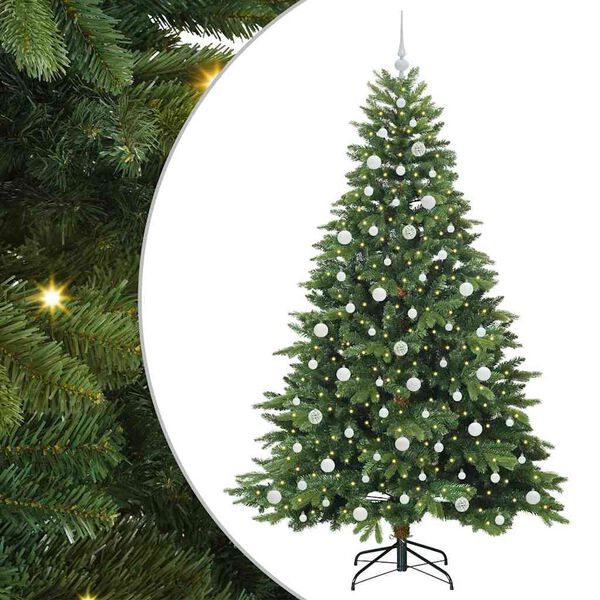 vidaXL Kunstkerstboom met 300 LED met standaard Groen 210 cm PE en PVC
