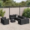 vidaXL 9-delige Loungeset met kussens poly rattan zwart
