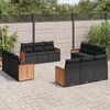 vidaXL 12-delige Loungeset met kussens poly rattan zwart