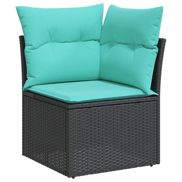 vidaXL 6-delige Loungeset met kussens poly rattan zwart
