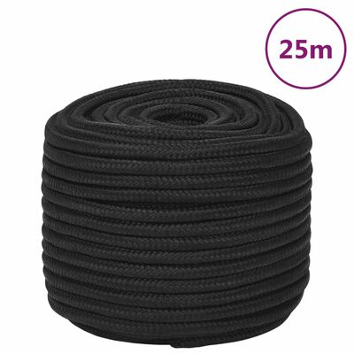 vidaXL Boottouw 14 mm 25 m polypropeen zwart