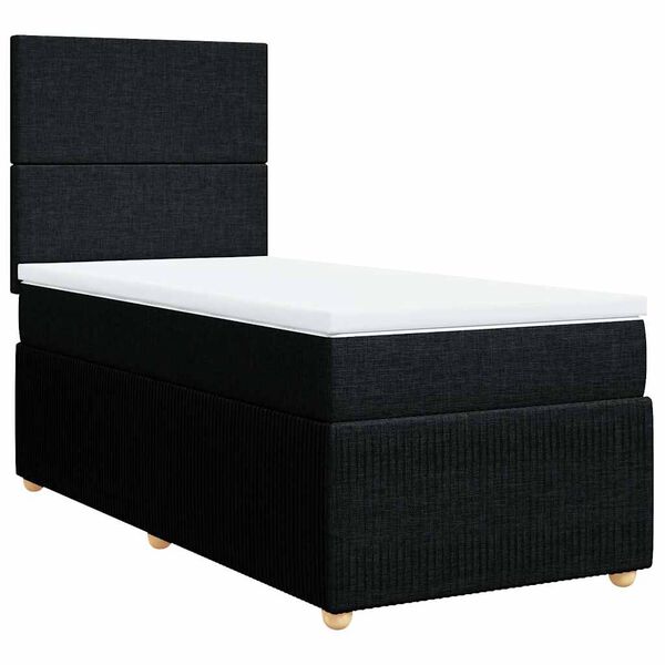 vidaXL Boxspring met matras stof zwart 90x190 cm