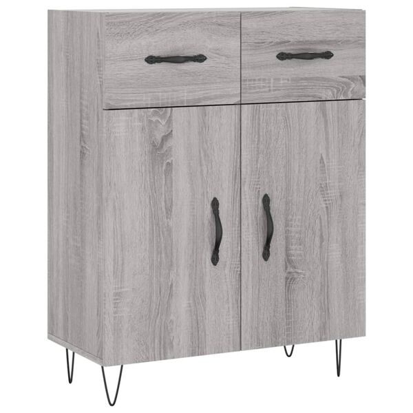 vidaXL Dressoir 69,5x34x90 cm bewerkt hout grijs sonoma eikenkleurig