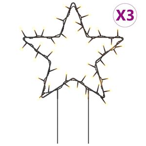 vidaXL Kerstverlichting ster 3 st met grondpinnen 50 LED's 29 cm