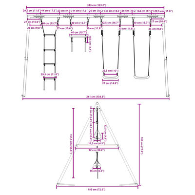 vidaXL Schommelset met schommels, trapeze en ladder