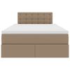 vidaXL Opbergbed met LED met matras Cappuccino 120 x 190 cm Nep Leer