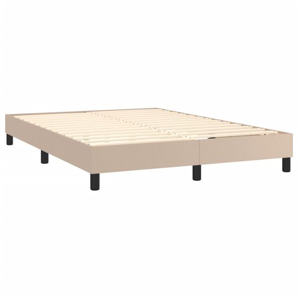 vidaXL Boxspring met matras kunstleer cappuccinokleurig 140x190 cm