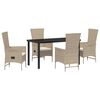 vidaXL Tuin eettafelset 5 st Beige poly rattan