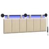 vidaXL Hangend hoofdbord Met LED-verlichting Cr&egrave;mekleurig Stof