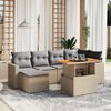 vidaXL 7-delige Loungeset met kussens poly rattan beige