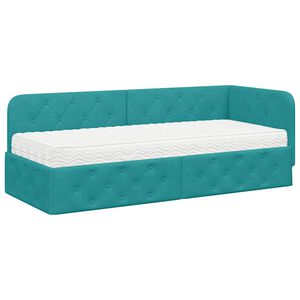 vidaXL Hoekbedframe Turquoise 80 x 200 cm Fluweel