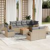 vidaXL 9-delige Loungeset met kussens poly rattan beige