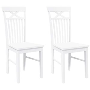 vidaXL Eetkamerstoelen 2 st massief hout rubber wit