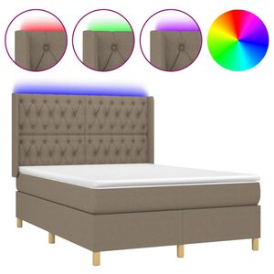 vidaXL Boxspring met matras en LED stof taupe 140x190 cm