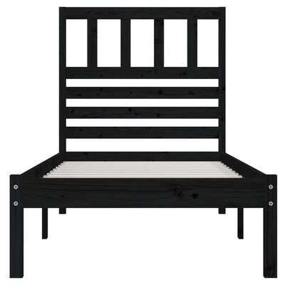 vidaXL Bedframe massief grenenhout zwart 90x190 cm