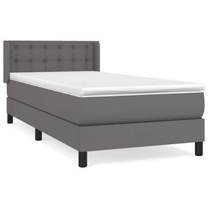 vidaXL Boxspring met matras kunstleer grijs 80x200 cm