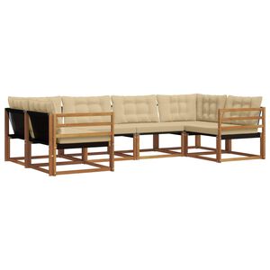 vidaXL Buiten bankenset 6 st Natuurlijk en Beige