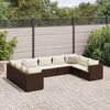 vidaXL 9-delige Loungeset met kussens poly rattan bruin