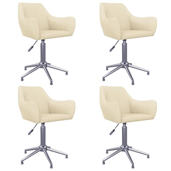 vidaXL Eetkamerstoelen draaibaar 4 st stof cr&egrave;mekleurig