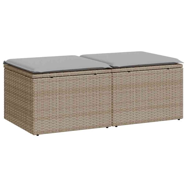 vidaXL 2-delige Loungeset met kussens poly rattan acacia beige