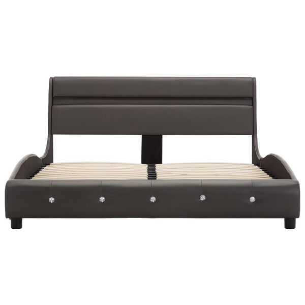 vidaXL Bedframe met LED kunstleer grijs 140x200 cm