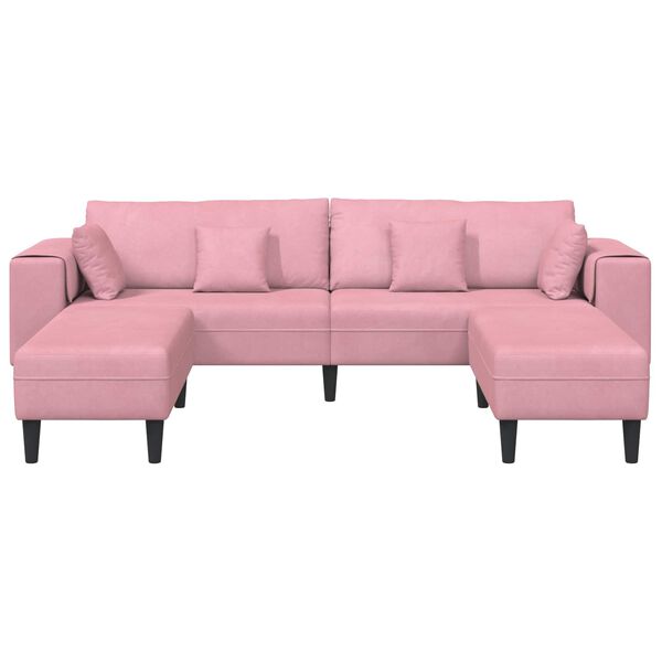 vidaXL Bank met kussen 3 pcs Roze Fluweel