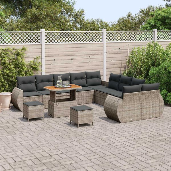 vidaXL Tuin Sofa Set 13 pcs Grijs Poly rattan en gepoedercoat staal