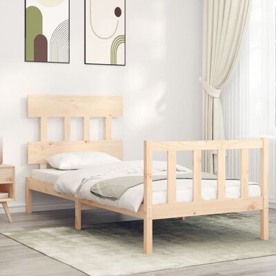 vidaXL Bedframe met hoofdbord massief hout 100x200 cm