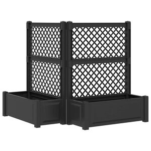 vidaXL Grote plantenbak met trellis 2 pcs Antracietkleurig