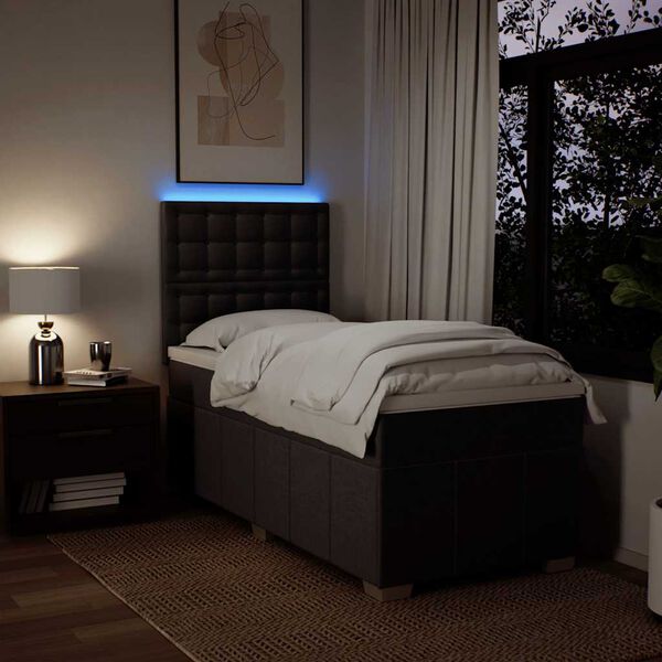 vidaXL Boxspring met matras stof donkerbruin 90x200 cm