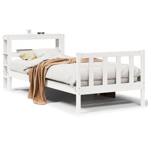 vidaXL Bedframe zonder matras massief grenenhout wit 75x190 cm