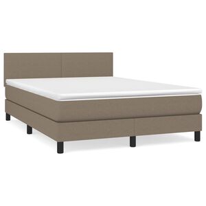 vidaXL Boxspring met matras stof taupe 140x190 cm