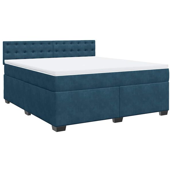 vidaXL Boxspring met matras fluweel blauw 180x200 cm