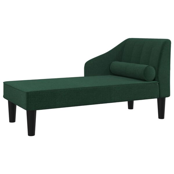 vidaXL Chaise longue met bolster stof donkergroen