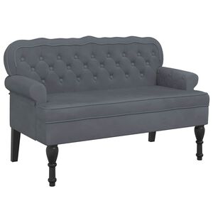 vidaXL Bankje met rugleuning 119,5x64,5x75 cm fluweel donkergrijs