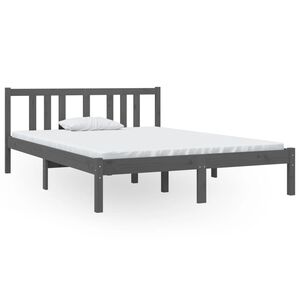 vidaXL Bedframe massief hout grijs 135x190 cm