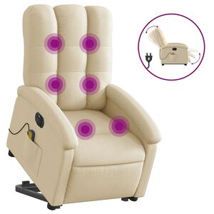 vidaXL Sta-op-massagestoel elektrisch verstelbaar stof cr&egrave;mekleurig