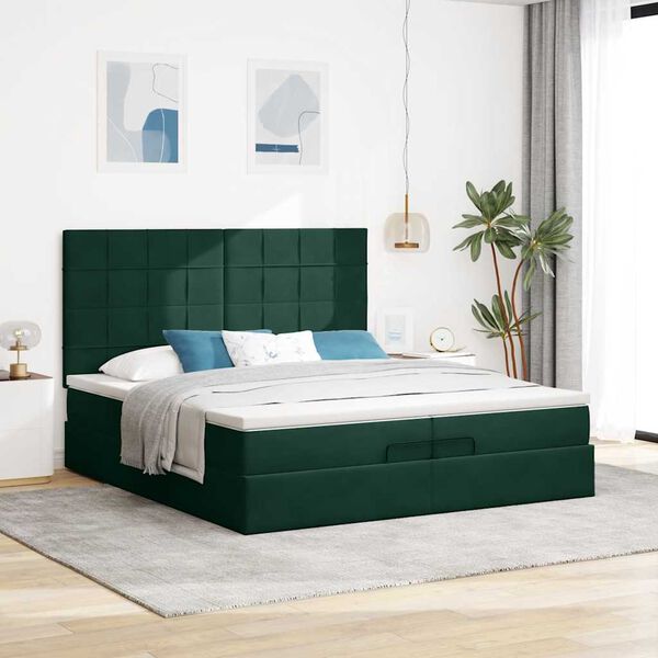 vidaXL Ottoman bed met matrassen en LED's 200x200cm fluweel