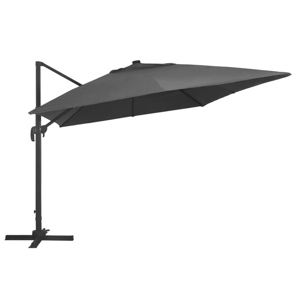 vidaXL Zweefparasol met LED en aluminium paal 400x300 cm antraciet