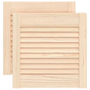 vidaXL Louvrede deuren 2 st Naturel 39,5 x 39,4 cm Massief grenenhout