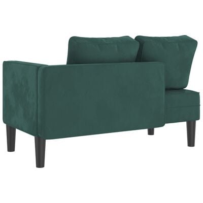 vidaXL Chaise longue met kussens fluweel donkergroen