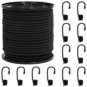 vidaXL Bungee Koorden met Haken 4 mm Zwart PP en rubber