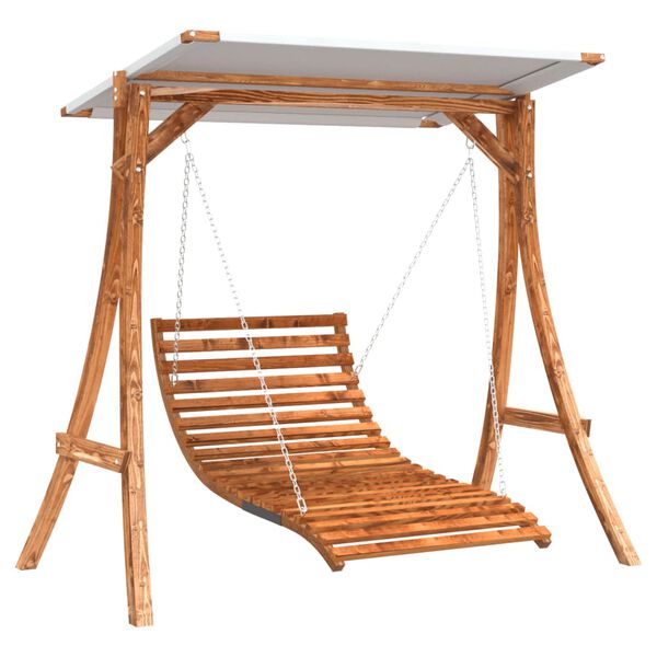 vidaXL Schommelbed met luifel vurenhout met teak afwerking