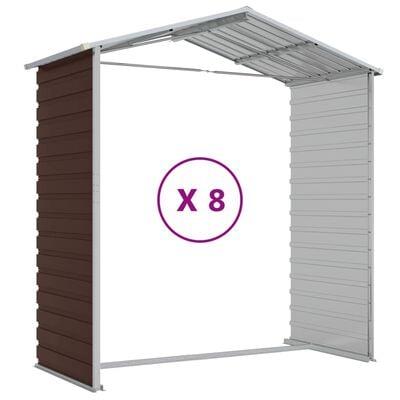 vidaXL Tuinschuur 191x725x198 cm gegalvaniseerd staal bruin