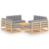 vidaXL 9-delige Loungeset met kussens massief grenenhout